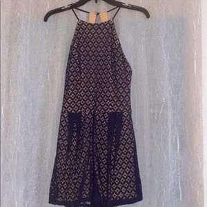 Blue and Tan Lace Romper